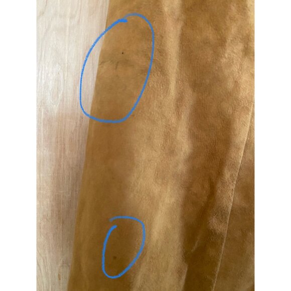 Vintage 70s Suede & Leather Tan Cape Coat Sz Small Retro Boho Mod w/FLAWS - Picture 13 of 16